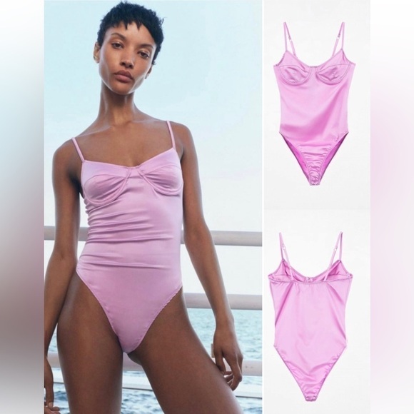 Other - ZARA  Woman LINGERIE | SATIN UNDERWIRE BODYSUIT Mauve size S